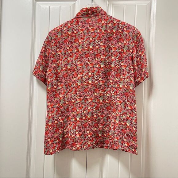 Vintage Floral Button-Up Blouse Red - Picture 7 of 10